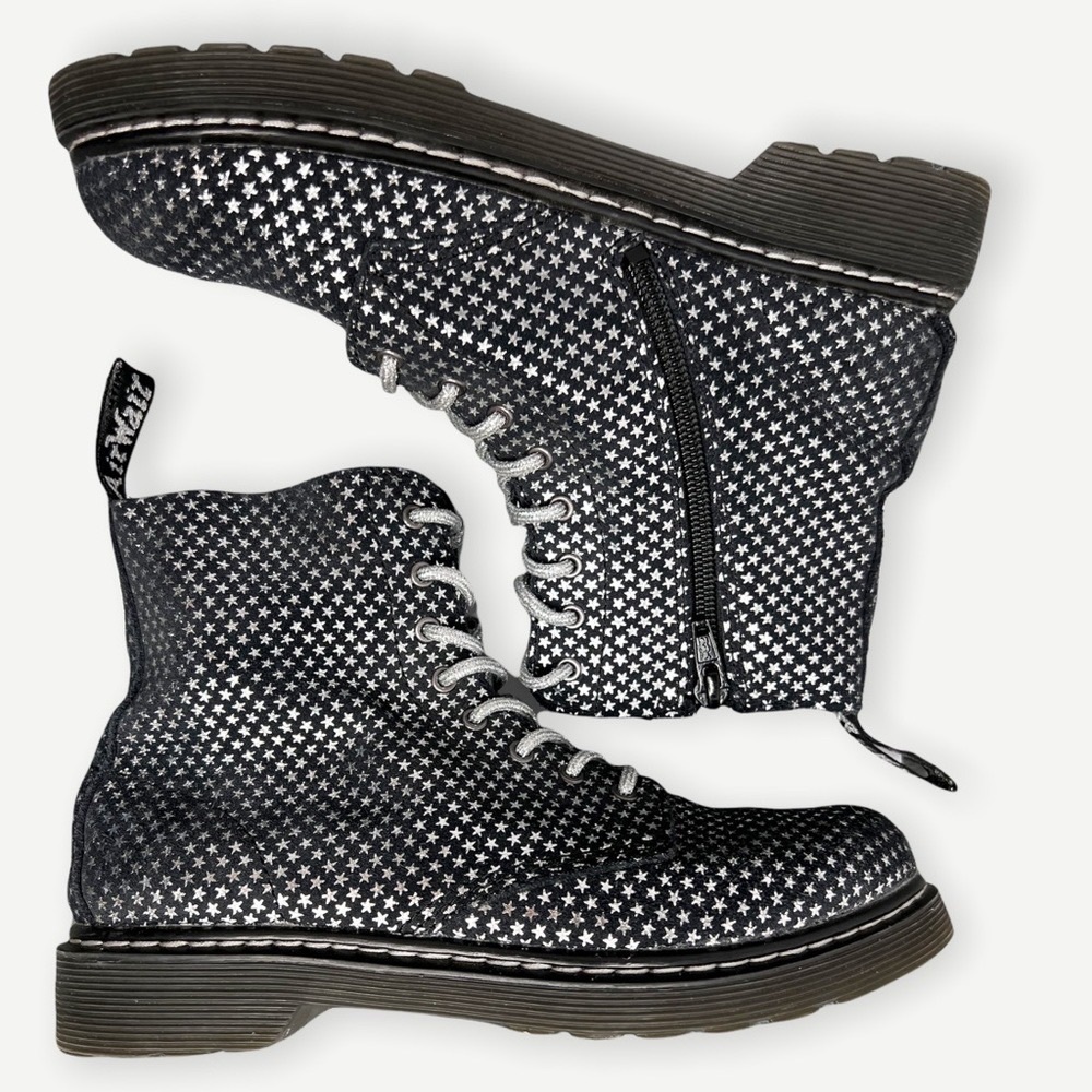 Dr Martens Junior 1460 Suede Metallic Star Boots Size 4M